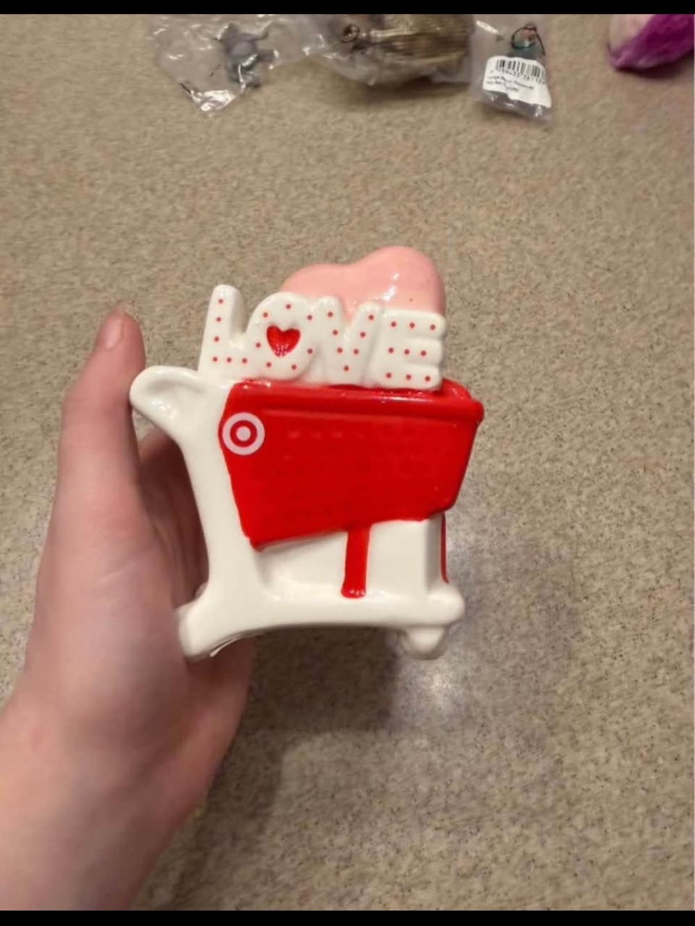 Target Red and White 'LOVE' Shopping Cart Ceramic Figurine